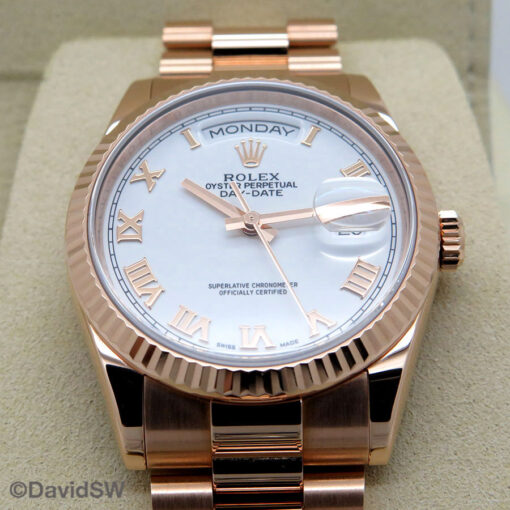 Rolex CPO 118235 Day Date 18K Rose Gold with White Roman Dial - Image 3