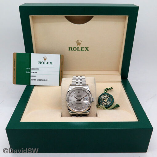 Rolex 116234 Datejust with Silver Diamond Dial on Jubilee - Image 2