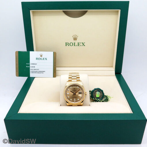 Rolex 118238 Day Date 18K Yellow Gold with Champagne Diamond Dial - Image 2