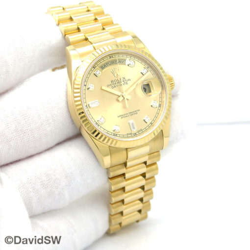 Rolex 118238 Day Date 18K Yellow Gold with Champagne Diamond Dial