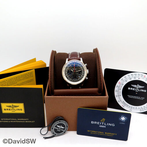 Alternative view of Breitling UB0121 Navitimer B01 Chronograph 43mm 18K/SS with Grey Dial on Strap