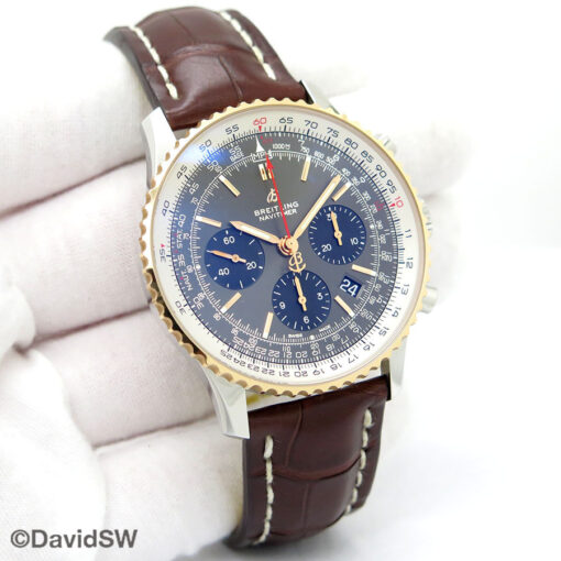 Breitling UB0121 Navitimer B01 Chronograph 43mm 18K/SS with Grey Dial on Strap
