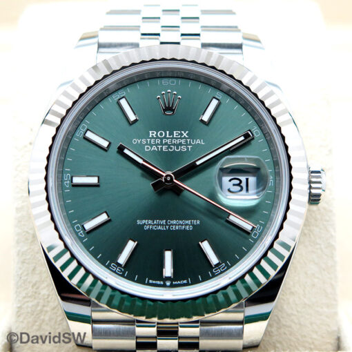 Rolex 126334 Datejust 41 with Mint Green Stick Dial on Jubilee - Image 3