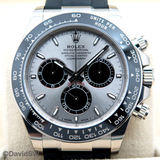 Rolex 126519LN Cosmograph Daytona 18K White Gold with Steel Dial on Oysterflex (New Model) - Image 3