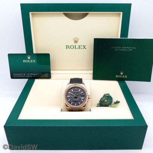 Rolex 326235 Skydweller 18K Rose Gold with Slate Dial on Oysterflex - Image 2