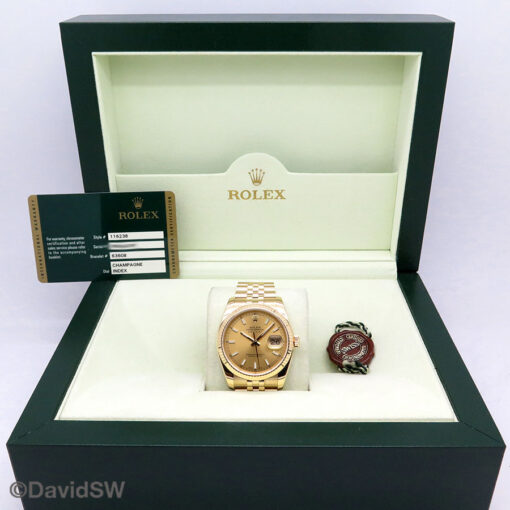 Rolex 116238 Datejust 18K Yellow Gold with Champagne Stick Dial on Jubilee - Image 2
