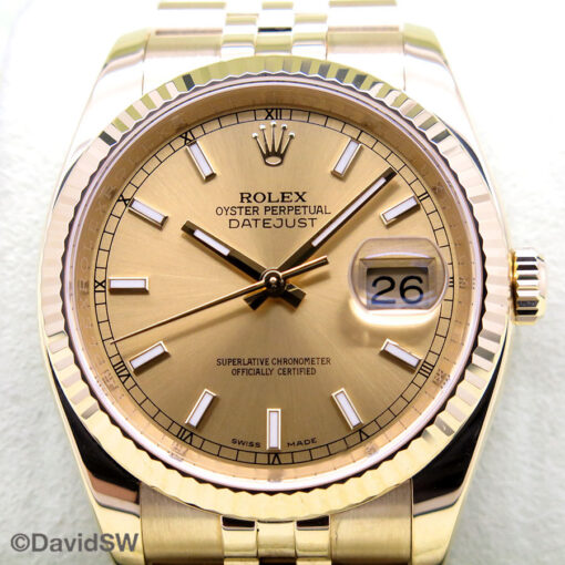 Rolex 116238 Datejust 18K Yellow Gold with Champagne Stick Dial on Jubilee - Image 3