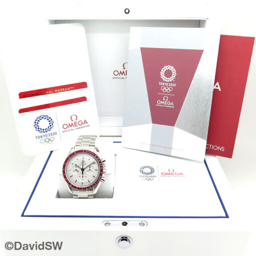 Omega Speedmaster Moonwatch “Tokyo 2020” Limited Edition with Silver Dial and Red Bezel - Image 2