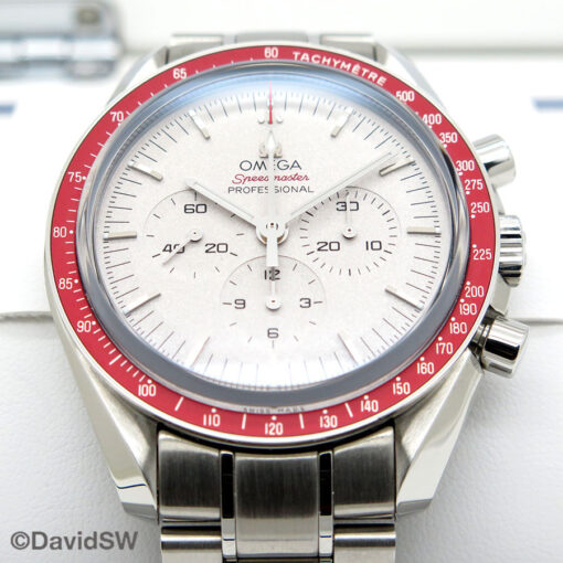 Omega Speedmaster Moonwatch “Tokyo 2020” Limited Edition with Silver Dial and Red Bezel - Image 3