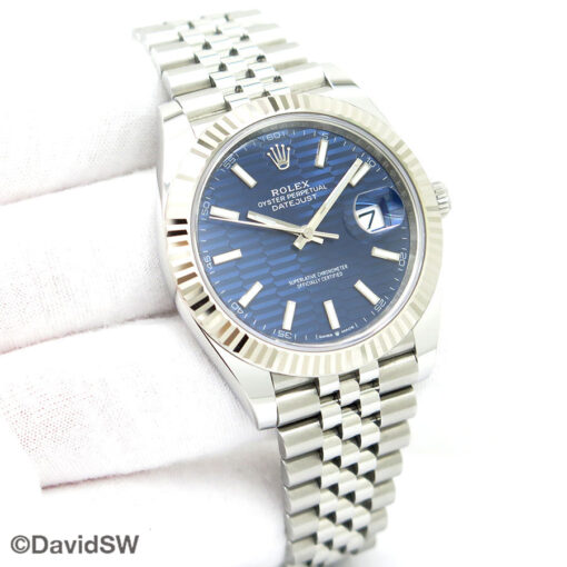 Rolex 126334 Datejust 41 with Blue Fluted Motif Dial on Jubilee