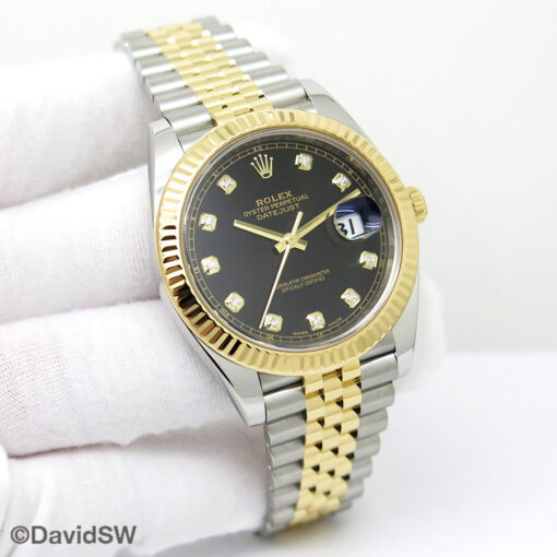 Rolex 126333 Datejust 41 18K/SS with Black Diamond Dial on Jubilee