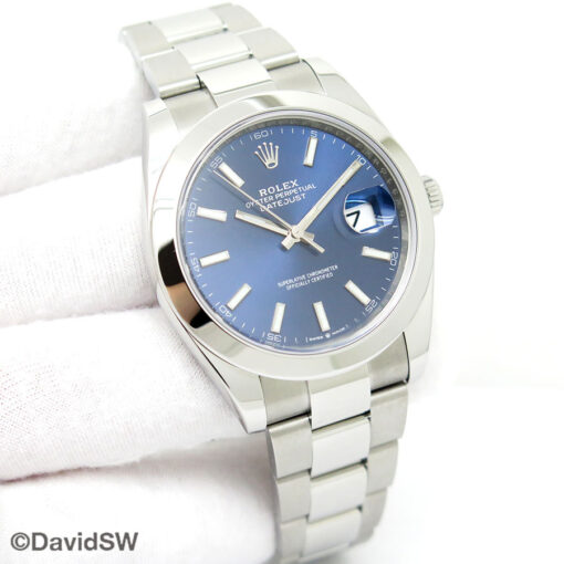 Rolex 126300 Datejust 41 with Blue Stick Dial on Oyster