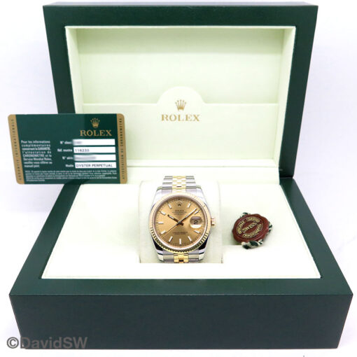 Rolex 116233 Datejust 18K/SS with Champagne Stick Dial on Jubilee - Image 2