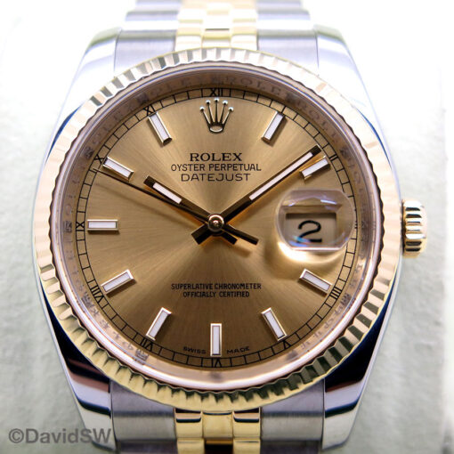 Rolex 116233 Datejust 18K/SS with Champagne Stick Dial on Jubilee - Image 3