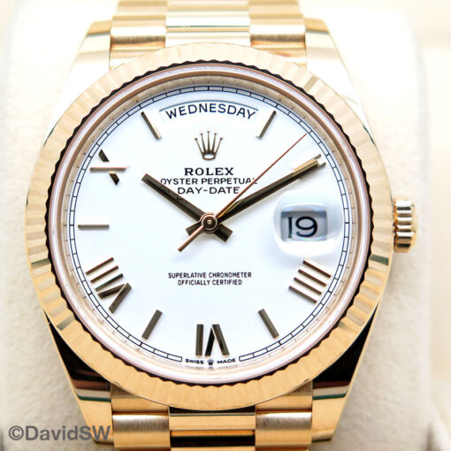 Rolex 228238 Day Date 40 18K Yellow Gold with White Roman Dial - Image 3