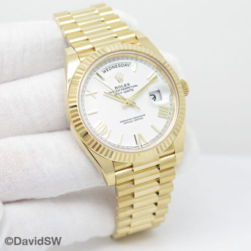 Rolex 228238 Day Date 40 18K Yellow Gold with White Roman Dial