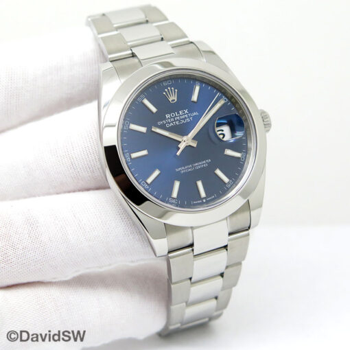 Rolex 126300 Datejust 41 with Blue Stick Dial on Oyster