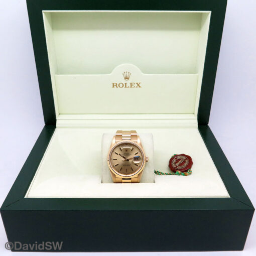 Rolex 18238 Day Date 18K Yellow Gold with Champagne Stick Dial - Image 2