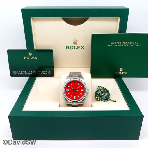 Rolex 126000 Oyster Perpetual with Coral Red Dial - Image 2