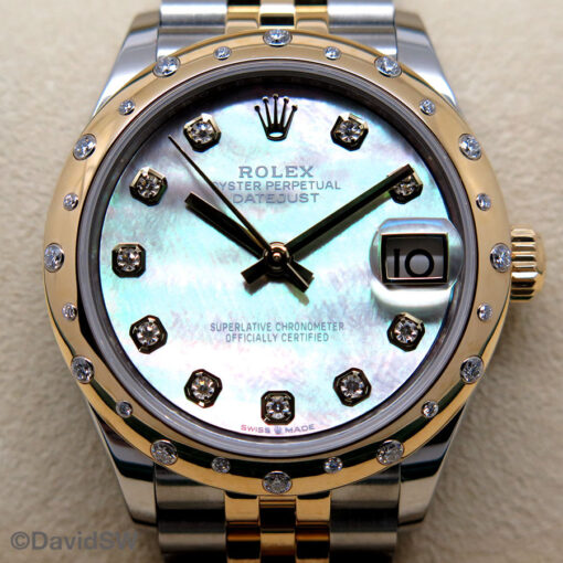 Rolex 278343RBR Datejust 18K/SS with Black Mother of Pearl Diamond Dial and Diamond Bezel on Jubilee - Image 3