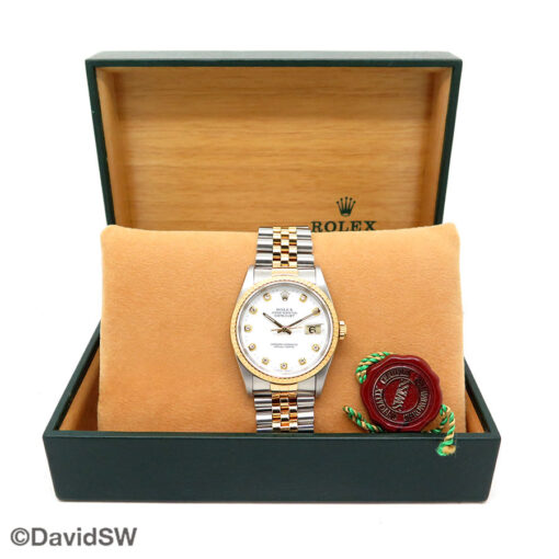 Rolex 16233 Datejust 18K/SS with White Diamond Dial on Jubilee - Image 2