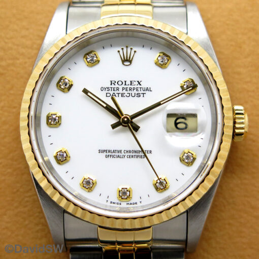 Rolex 16233 Datejust 18K/SS with White Diamond Dial on Jubilee - Image 3