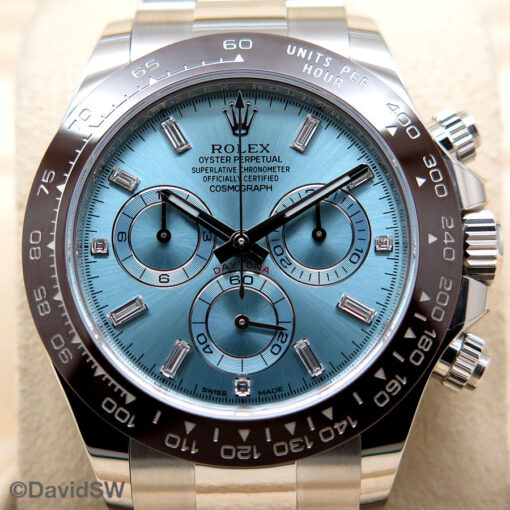 Rolex 116506 Cosmograph Daytona Platinum with Ice Blue Diamond Baguette Dial - Image 3