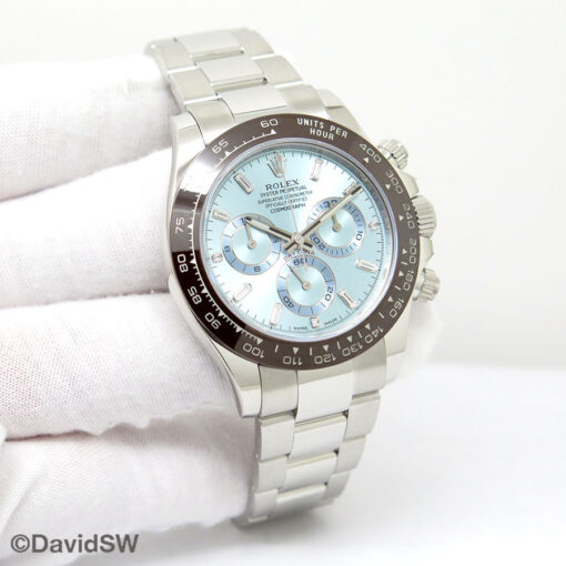 Rolex 116506 Cosmograph Daytona Platinum with Ice Blue Diamond Baguette Dial