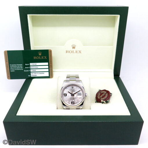 Rolex 116234 Datejust with Silver Floral Motif Arabic Dial on Oyster - Image 2