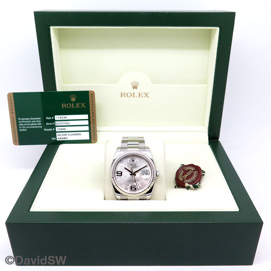 Rolex 116234 Datejust with Silver Floral Motif Arabic Dial on Oyster - Image 2