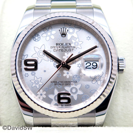 Rolex 116234 Datejust with Silver Floral Motif Arabic Dial on Oyster - Image 4