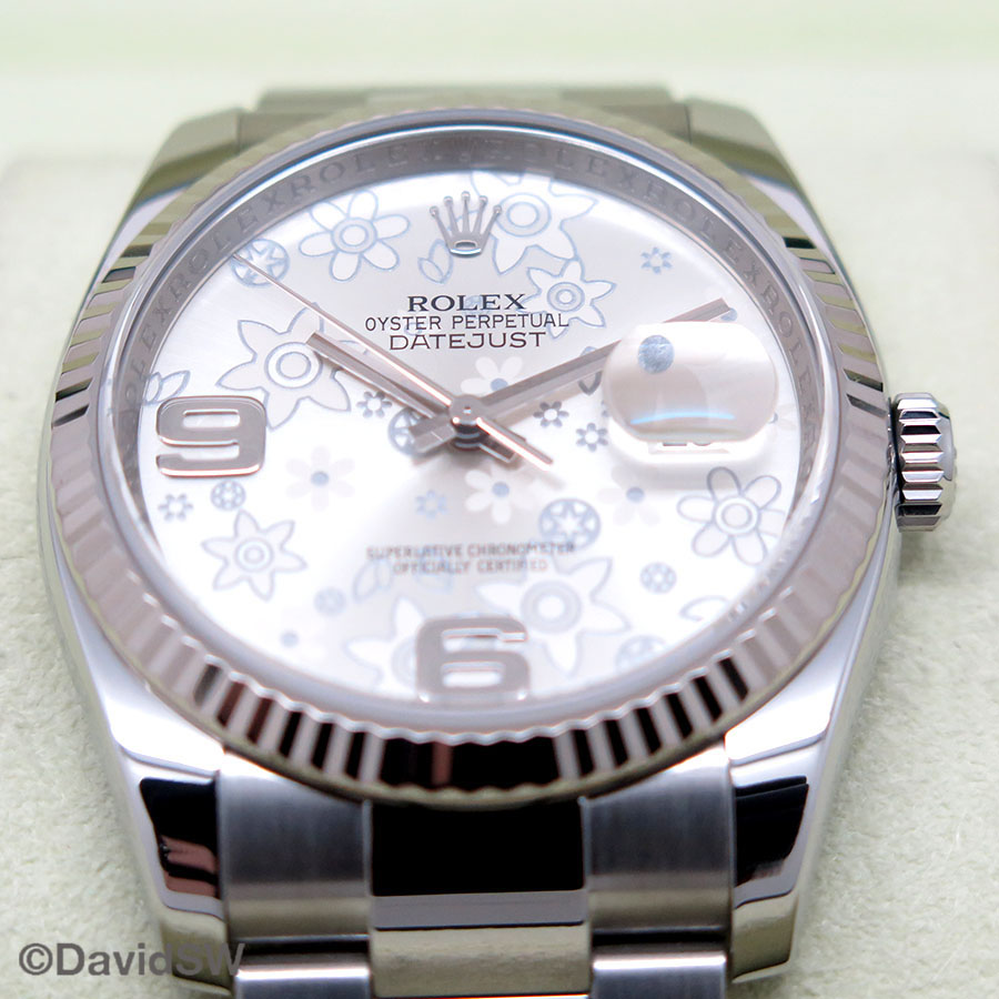 Rolex 116234 Datejust with Silver Floral Motif Arabic Dial on Oyster - Image 3