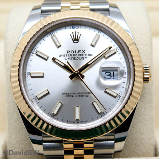 Rolex 126333 Datejust 41 18K/SS with Silver Stick Dial on Jubilee - Image 3