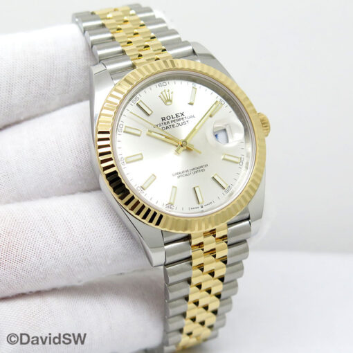Rolex 126333 Datejust 41 18K/SS with Silver Stick Dial on Jubilee