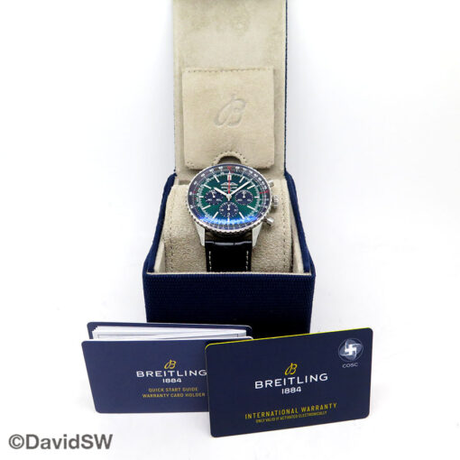 Alternative view of Breitling AB0137 Navitimer B01 Chronograph 46mm with Green Dial on Strap