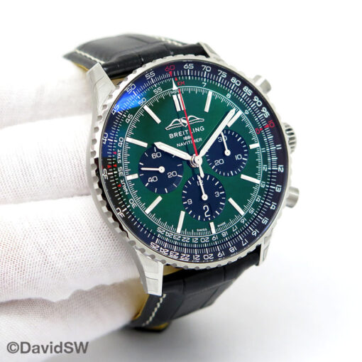 Breitling AB0137 Navitimer B01 Chronograph 46mm with Green Dial on Strap