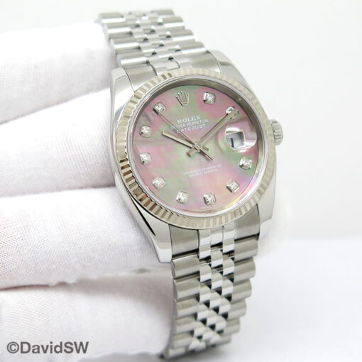 Rolex 116234 Datejust with Black Mother of Pearl Diamond Dial on