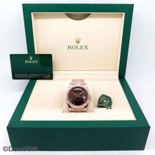 Rolex 228235 Day Date 40 18K Rose Gold with Chocolate Roman Dial - Image 2