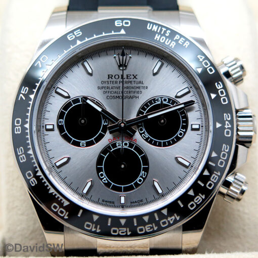 Rolex 126519LN Cosmograph Daytona 18K White Gold with Steel Dial on Oysterflex (New Model) - Image 3