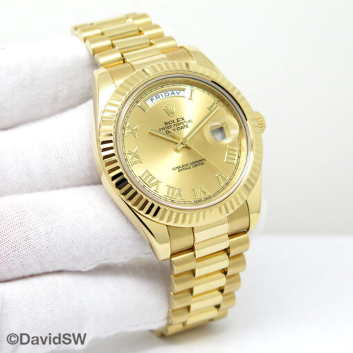 Rolex 218238 Day Date II 18K Yellow Gold with Champagne Roman Dial