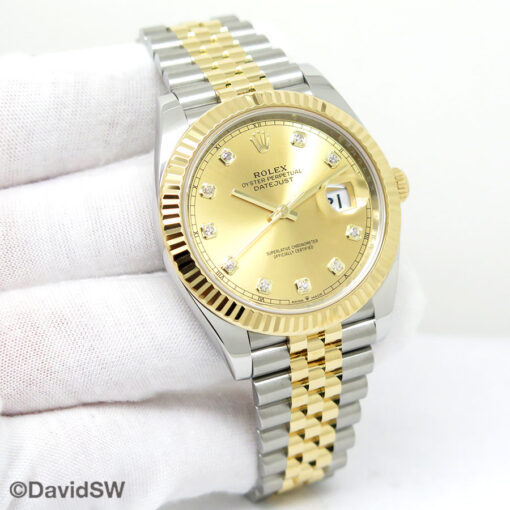 Rolex 126333 Datejust 41 18K/SS with Champagne Diamond Dial on Jubilee