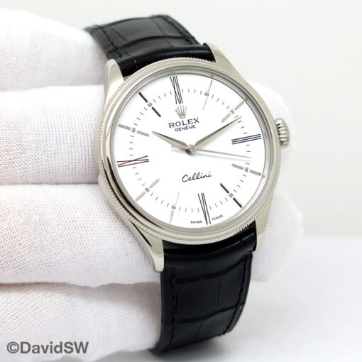 Rolex CPO 50509 Cellini 18K White Gold with White Dial