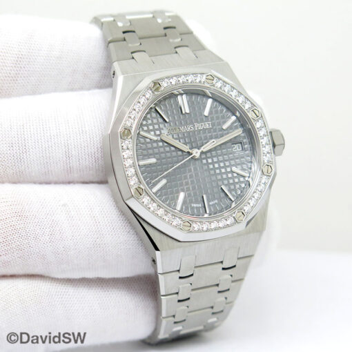 Audemars Piguet 15551ST Royal Oak "50th Anniversary" 37mm with Grey Dial and Diamond Bezel