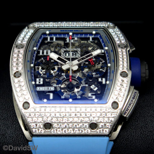 Richard Mille RM011 Felipe Massa Flyback Chronograph NTPT Carbon 18K White Gold Full Diamond Limited Edition - Image 3