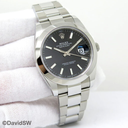 Rolex 126300 Datejust 41 with Black Stick Dial on Oyster