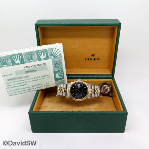 Rolex 16013 Datejust 18K/SS with Black Stripe Motif Dial on Jubilee - Image 2