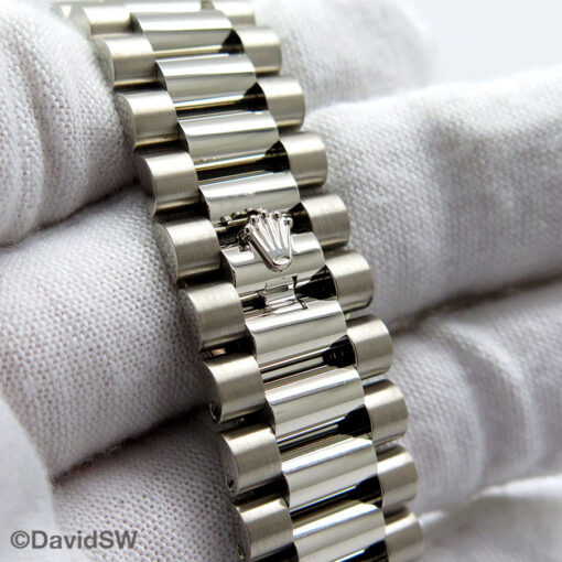 Rolex 228239 Day Date 40 18K White Gold with Dark Rhodium Stripe Motif Stick Dial (New Old Stock) - Image 8