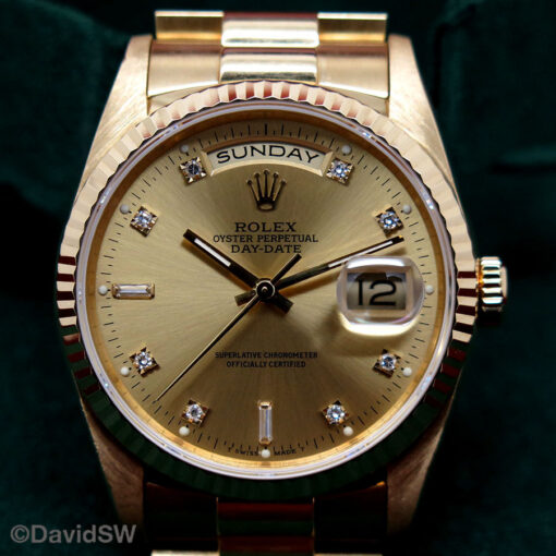 Rolex 18238 Day Date 18K Yellow Gold with Champagne Diamond Dial - Image 3
