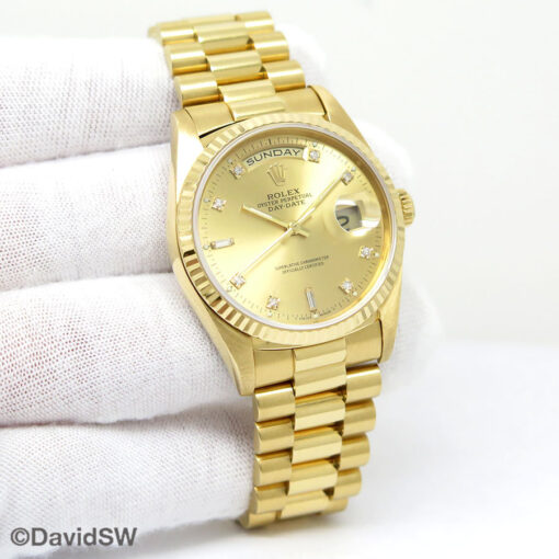 Rolex 18238 Day Date 18K Yellow Gold with Champagne Diamond Dial