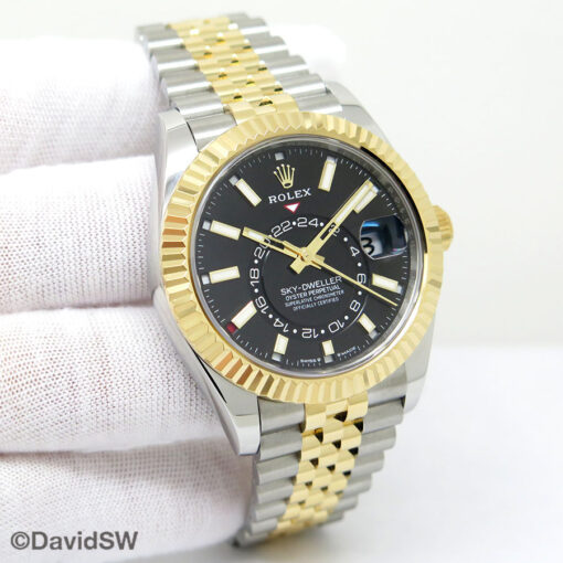Rolex 336933 Skydweller 18K/SS with Black Dial on Jubilee
